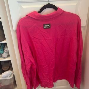 Daily Drills Bright Pink Button Down Shirt